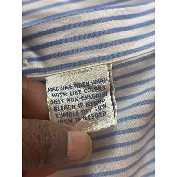 Faconnable Mens Blue & White Pinstripe Dress Shirt 16.5 XL 100% Cotton Made In U - Picture 9 of 11